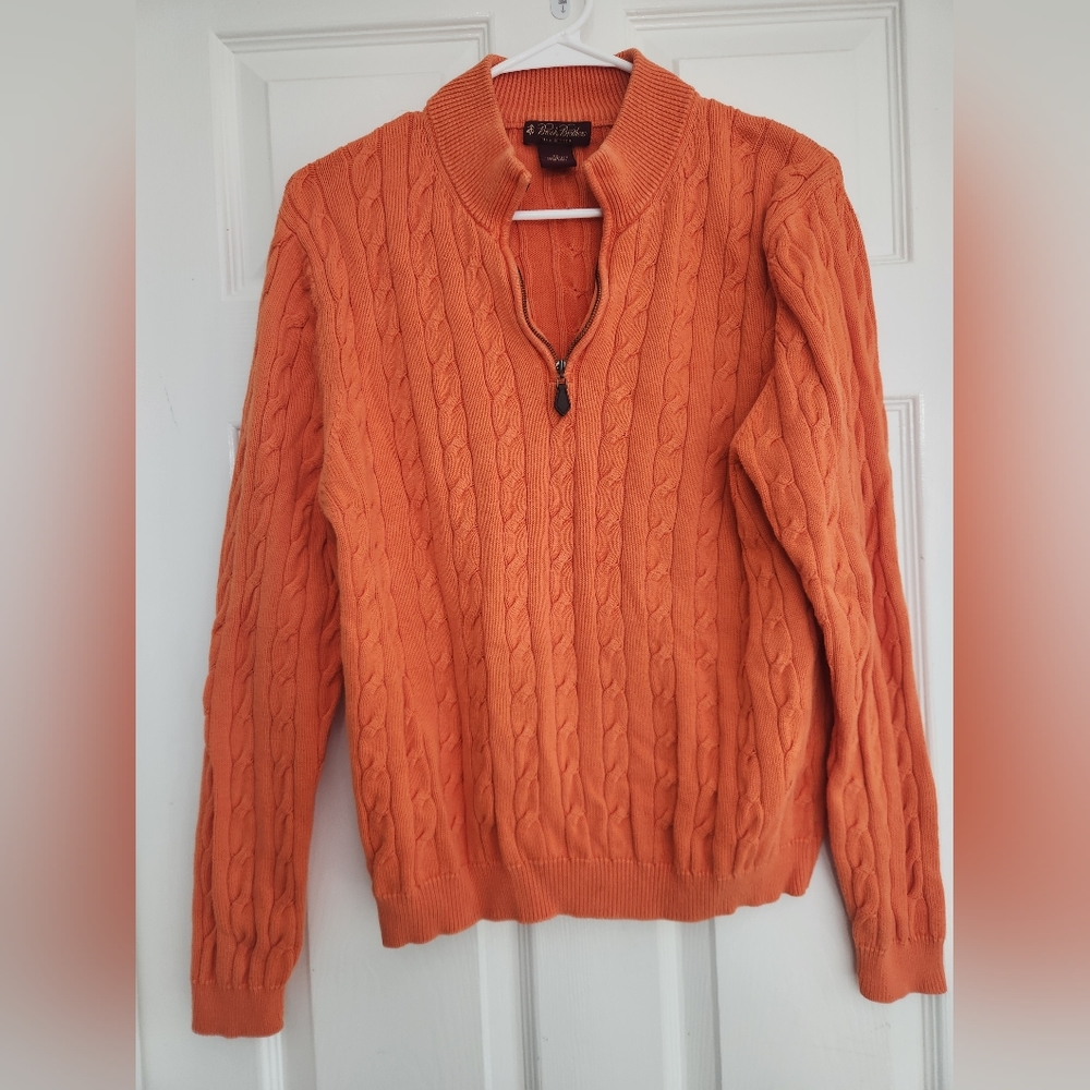 Brooks Brothers Zip Up Orange Sweater